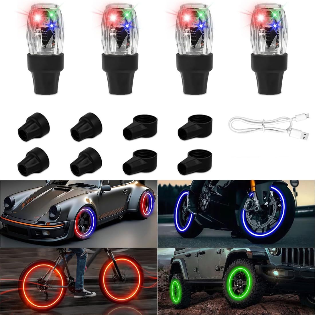 Coocoe LED Tire Valve Lights kit