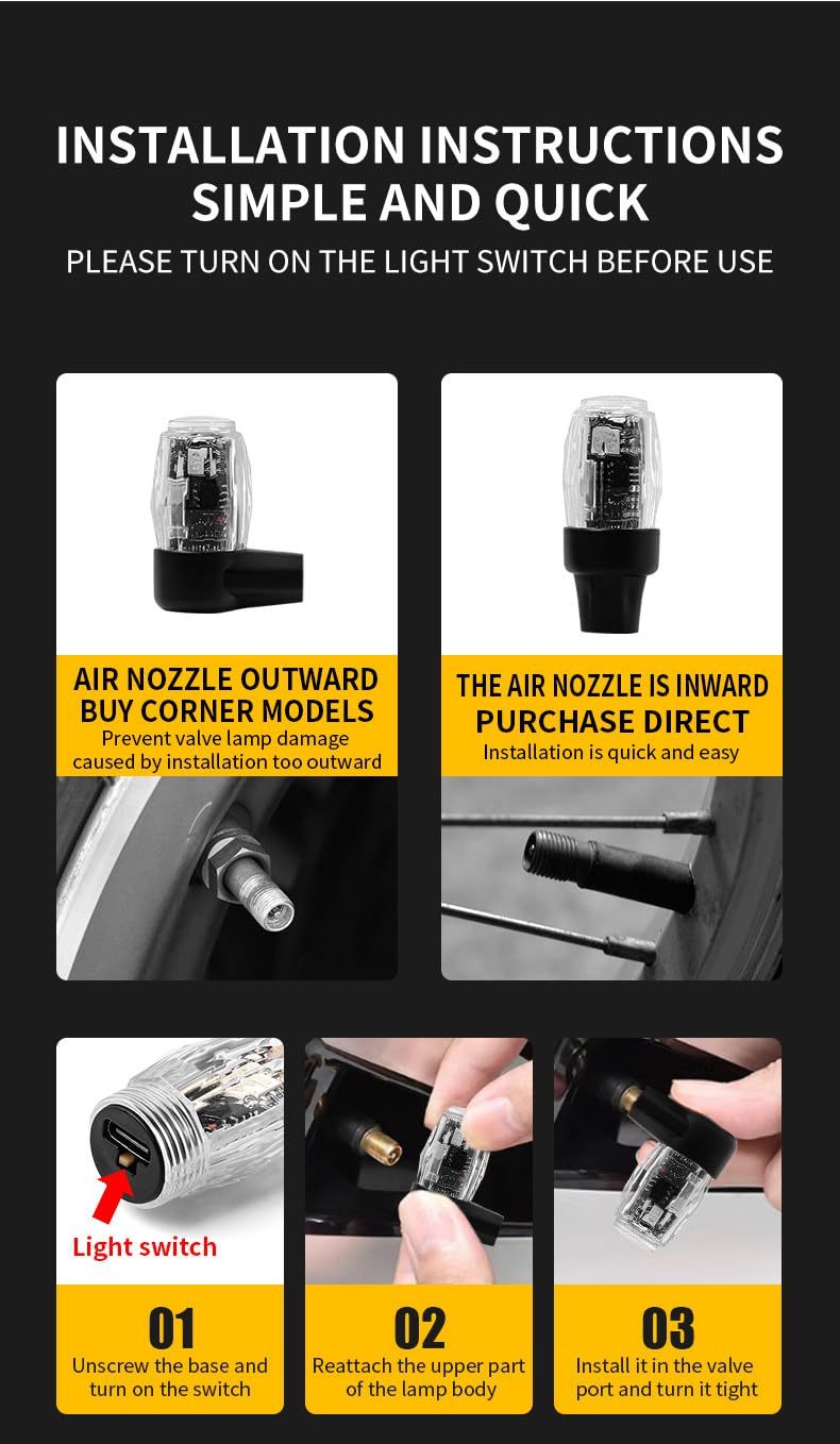 Coocoe LED Tire Valve Lights kit
